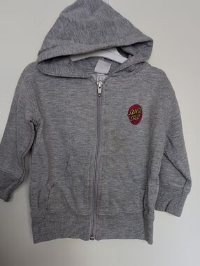 Santa Cruz Skateboards Kids Gray Hooded Zip Hoodie with Logo 12mo